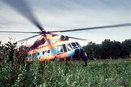 hélicoptère au Kamchatka